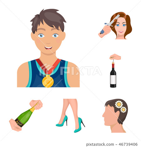 Manipulation by hands cartoon icons in set collection for design. Hand movement vector symbol stock 46739406