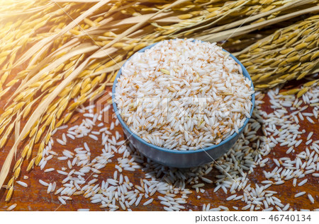 Riceberry, cereals, rustic, wooden, background, 46740134