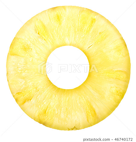 Pineapple ananas comosus round slice, top Pineapple ananas comosus round slice, top 46740172