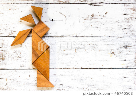Tangram puzzle in native american indian shape Tangram puzzle in native american indian shape 46740508