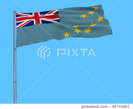 Flag of Tuvalu on a flagpole fluttering Flag of Tuvalu on a flagpole fluttering 46741061