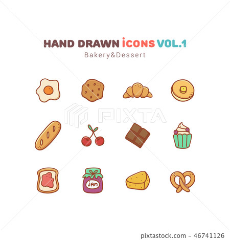 Bakery and Dessert hand drawn icons Bakery and Dessert hand drawn icons 46741126