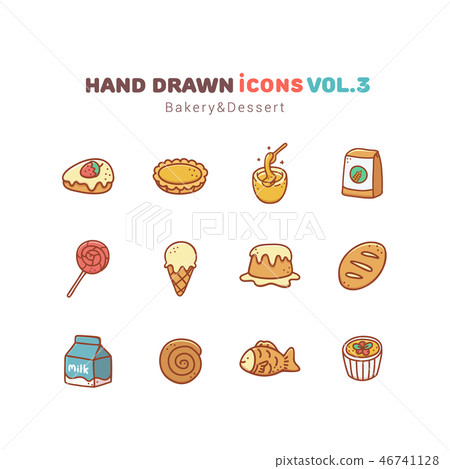 Bakery and Dessert hand drawn icons Bakery and Dessert hand drawn icons 46741128