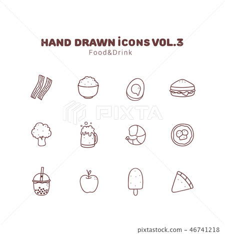 Food and drink hand drawn outline icons Food and drink hand drawn outline icons 46741218