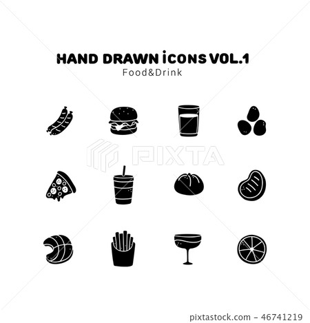 Food and drink glyph style icons Food and drink glyph style icons 46741219