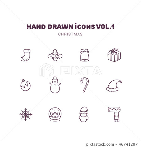 Christmas hand drawn outline icons Christmas hand drawn outline icons 46741297