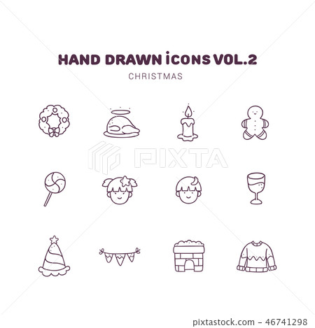 Christmas hand drawn outline icons Christmas hand drawn outline icons 46741298