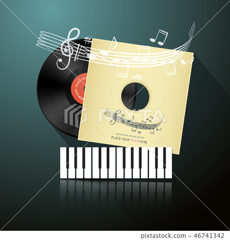 Retro Music Background With Lp Vinyl Record 插圖素材 圖庫