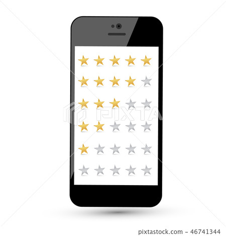 Stars Icons on Moile Phone. Vector Rating Symbol Stars Icons on Moile Phone. Vector Rating Symbol 46741344