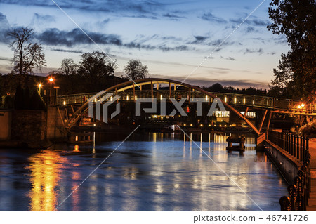 Pedestrian bridge on Brda River in Bydgoszcz 46741726