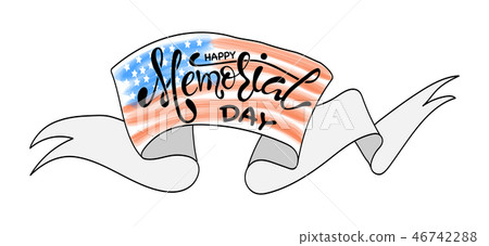 Memorial Day with stars, ribbon and lettering. - Stock Illustration ...