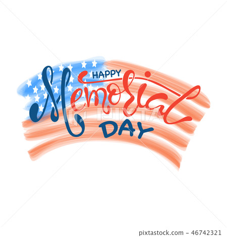 Memorial Day  with stars, ribbon and lettering. 46742321