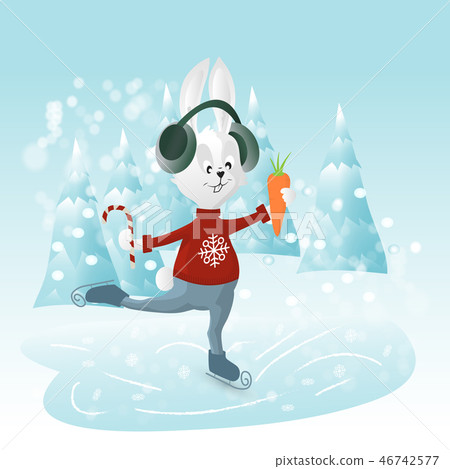 hare with headphones skating 46742577