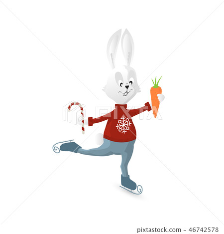 cartoon rabbit  with carrot 46742578