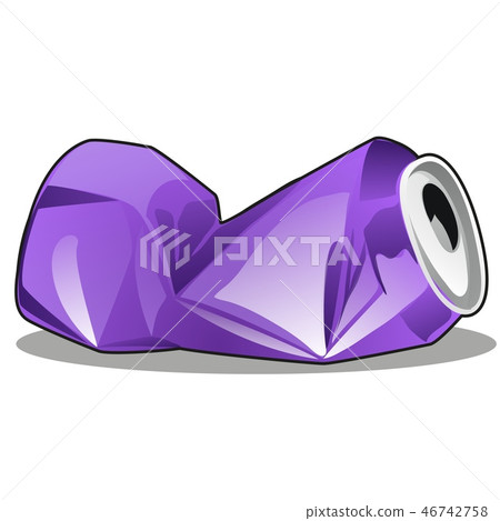 Crumpled tin can purple color isolated on white background. Vector cartoon close-up illustration. 46742758