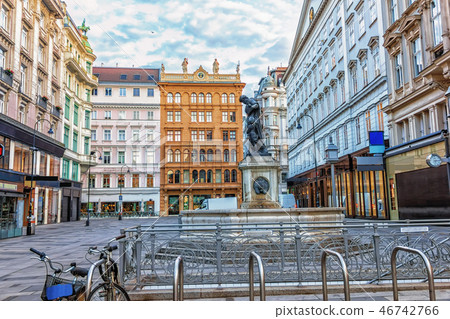 Graben, Vienna street in the centre with monuments and a parking Graben, Vienna street in the centre with monuments and a parking 46742766