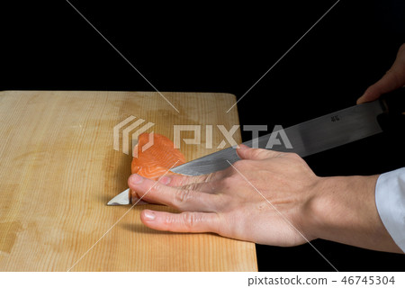 Catch salmon sashimi Catch salmon sashimi 46745304