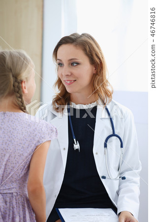 Little child at pediatrician reception Little child at pediatrician reception 46746816