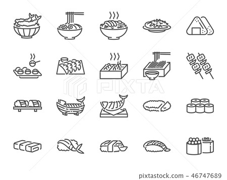 Japanese food line icon set 1 Japanese food line icon set 1 46747689