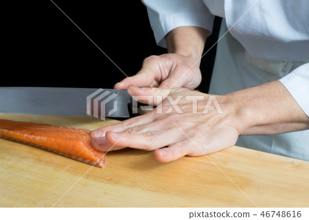 Catch salmon sashimi Catch salmon sashimi 46748616