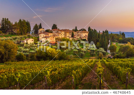 View on Fonterutoli on sunset. Tuscany. Italy. 46748645