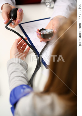 Female doctor arms make medic procedure closeup 46749190