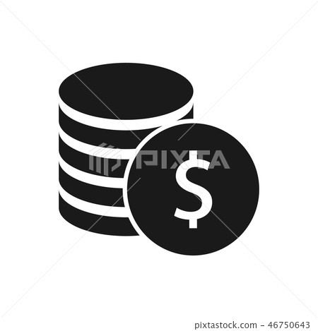 Coin money vector icon finance sign Dollar coin Coin money vector icon finance sign Dollar coin 46750643