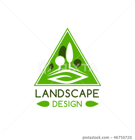 Landscape design badge with green tree and leaf Landscape design badge with green tree and leaf 46750720