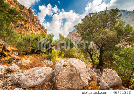 A wild mountain landscape near cave of Agia Sofia. A wild mountain landscape near cave of Agia Sofia. 46751838