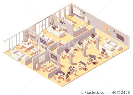 Vector isometric corporate office interior Vector isometric corporate office interior 46752496
