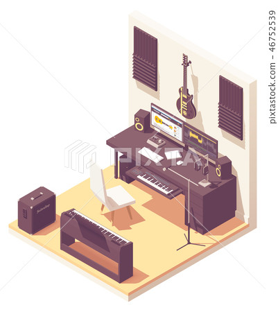 Vector isometric home music recording studio 46752539