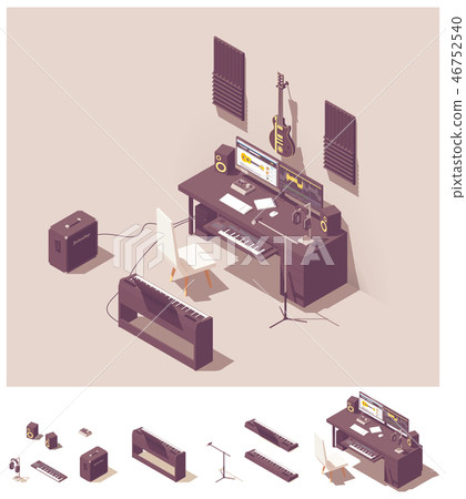 Vector isometric home recording studio equipment 46752540