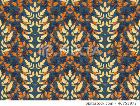 Seamless pattern with autumn leaves and berries - Stock Illustration ...