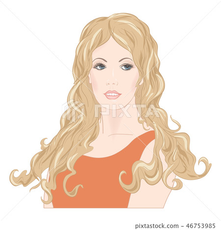 Portrait of a woman with long hair. Vector. - Stock Illustration ...