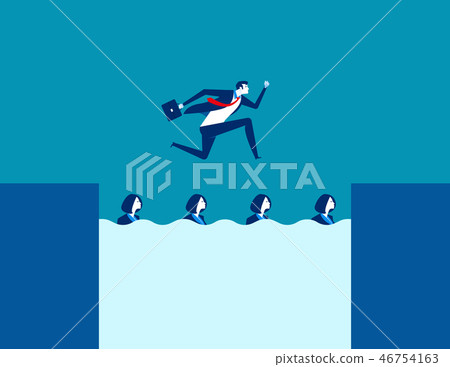 Manager using his staff as stepping to across. 46754163