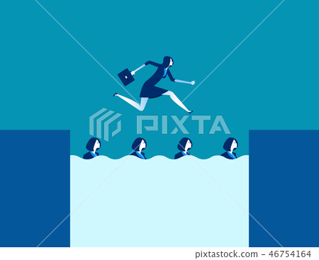 Manager using his staff as stepping to across. Manager using his staff as stepping to across. 46754164