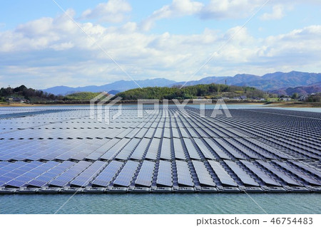 Solar power plant on the water (Kagawa prefecture, New pond) Solar power plant on the water (Kagawa prefecture, New pond) 46754483