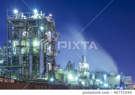 Factory night view Plant light up Kawasaki 46755049