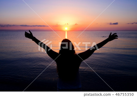 Woman giving the sun. Woman giving the sun. 46755350