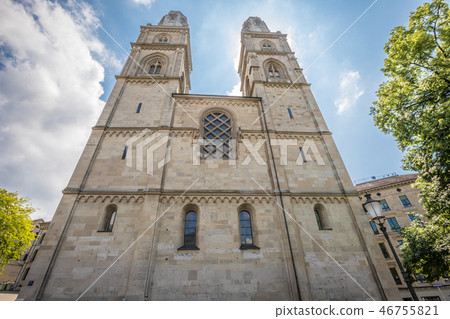 The facade of Grossmunster in Zurich 46755821
