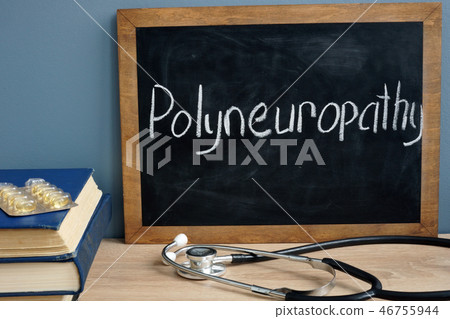 Polyneuropathy written on a blackboard. 46755944