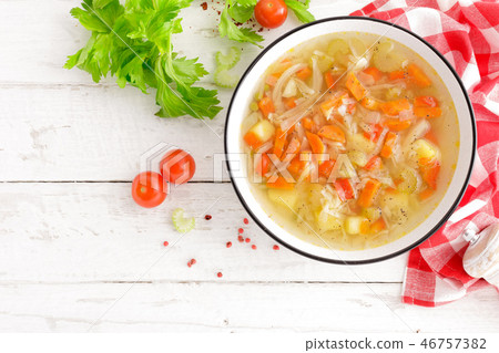 Vegetable soup. Healthy food, vegetarian dish 46757382