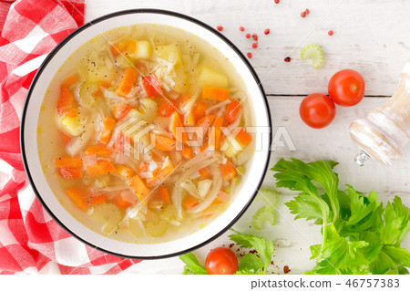 Vegetable soup. Healthy food, vegetarian dish 46757383