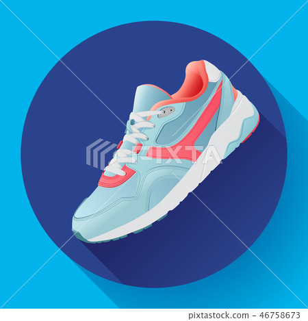 fitness sneakers shoes for training running shoe flat design with long shadow fitness sneakers shoes for training running shoe flat design with long shadow 46758673