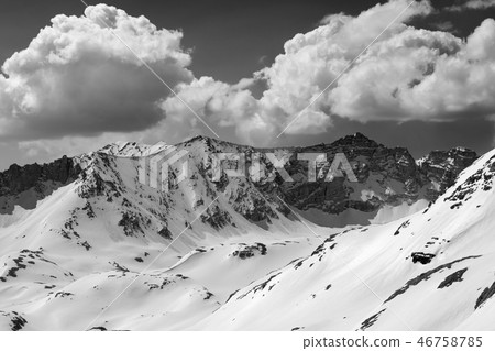 Black and white high mountains in snow Black and white high mountains in snow 46758785