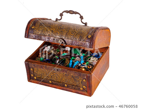 vintage jewelry box on white background 46760058