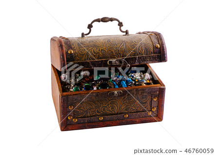 vintage jewelry box on white background 46760059