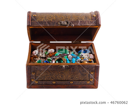 vintage jewelry box on white background 46760062