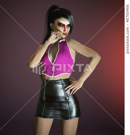 Woman with makeup and ponytail hairstyle 46760466