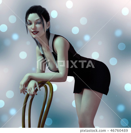 Woman in sexy clothes leans over a chair 46760489